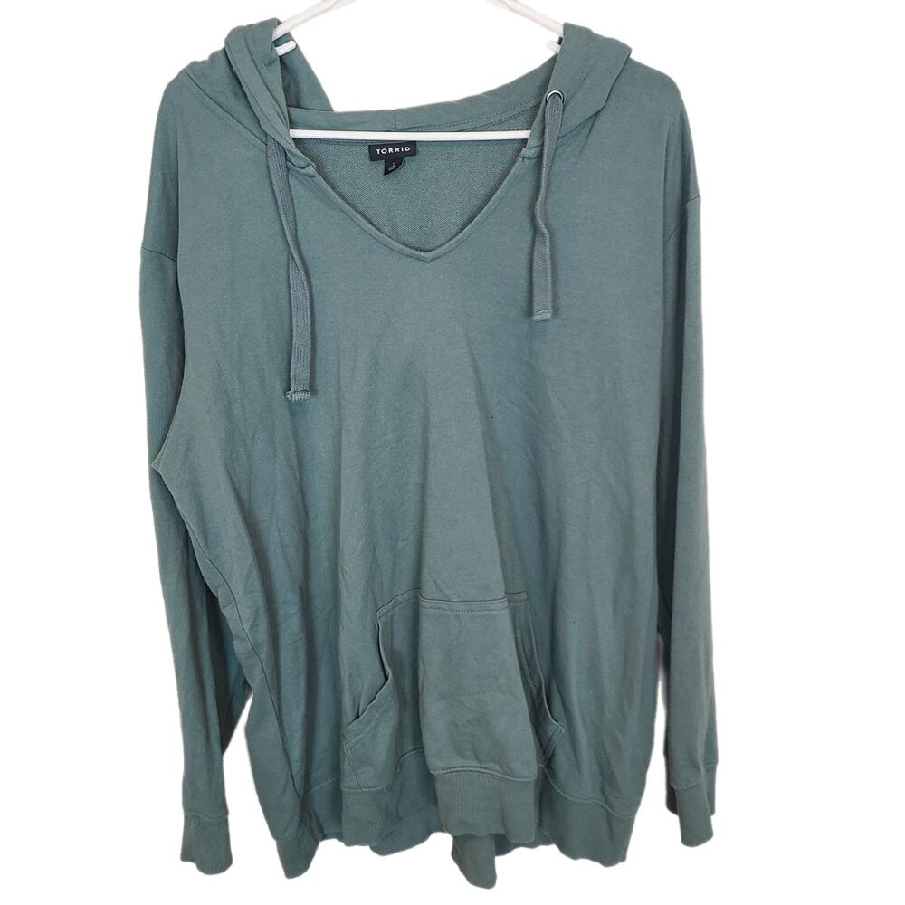 torrid Teal V-Neck Hoodie Sweatshirt